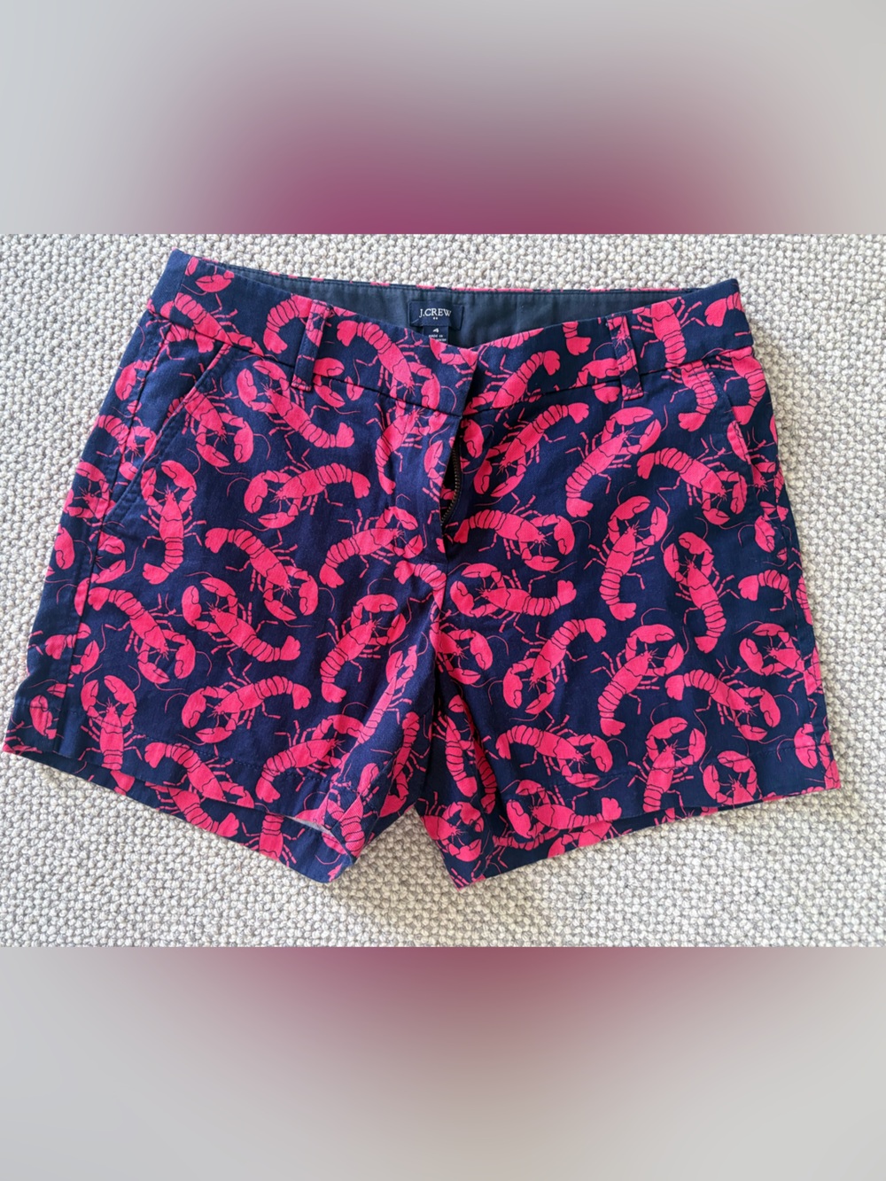 J. Crew Navy Shorts with Red Lobster Print